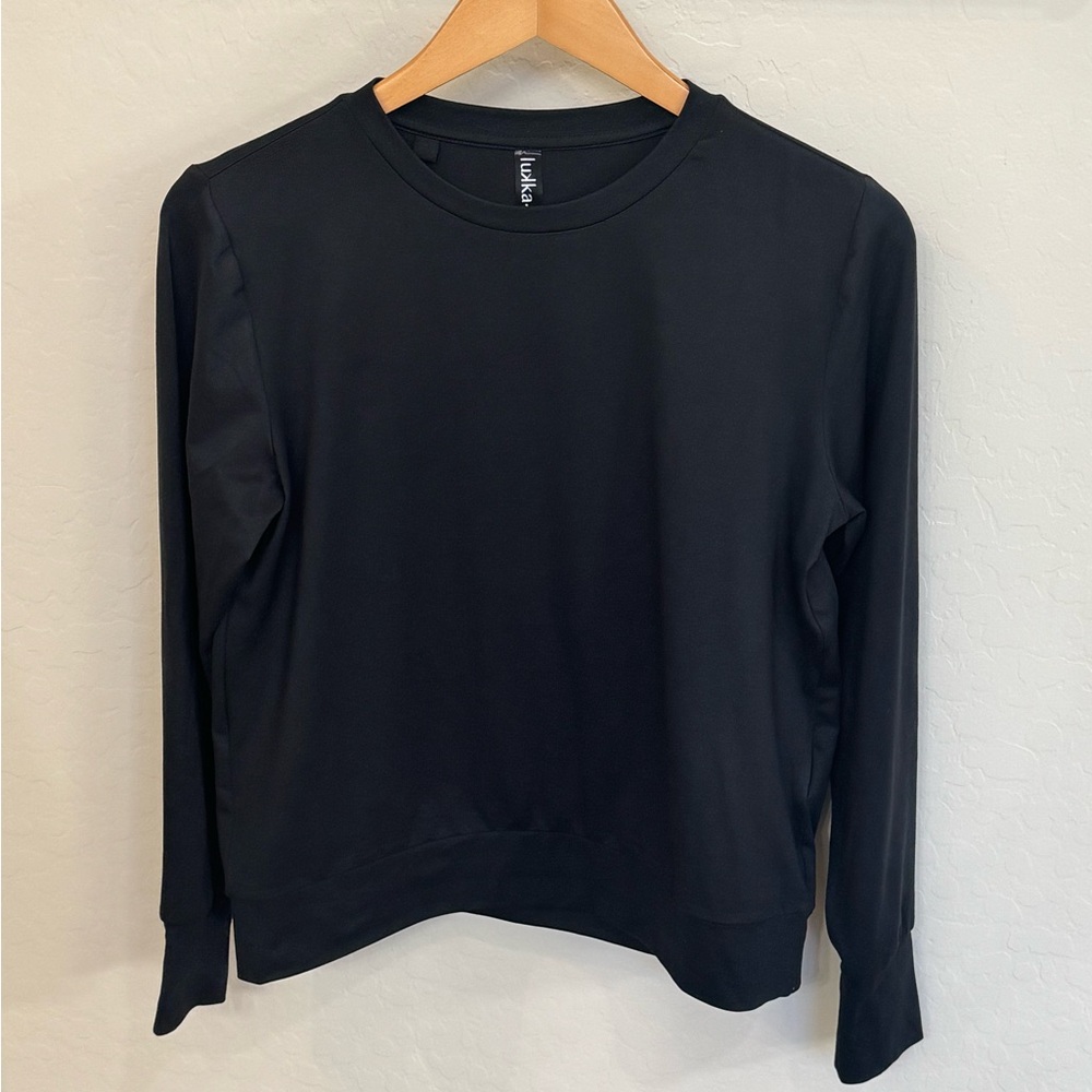 Lukka Lux Black Long Sleeve Crewneck Activewear Top S Like New